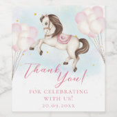 Fairytale baby Pony pink balloons stars Celebrate Weinetikett (Einzelnes Label)