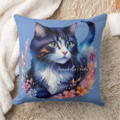 Fairytale Blue Watercolor Kitten Kissen (Decke)