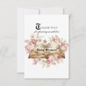 Fairytale Book Pink Rose Baby Shower Dankeskarte (Vorderseite)
