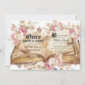 Fairytale Book Pink Rose Floral Baby Shower Einladung (Vorderseite)