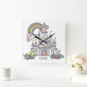 Fairytale Burg Individuelle Name Princess Quadratische Wanduhr (Zuhause)