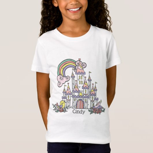 Fairytale Burg Individuelle Name Princess T-Shirt (Vorderseite)
