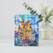 Fairytale Burg mit vielen Türmen Postkarte (Stehend Vorderseite)