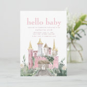 Fairytale Castle Fantasy Baby Dusche Einladung (Stehend Vorderseite)