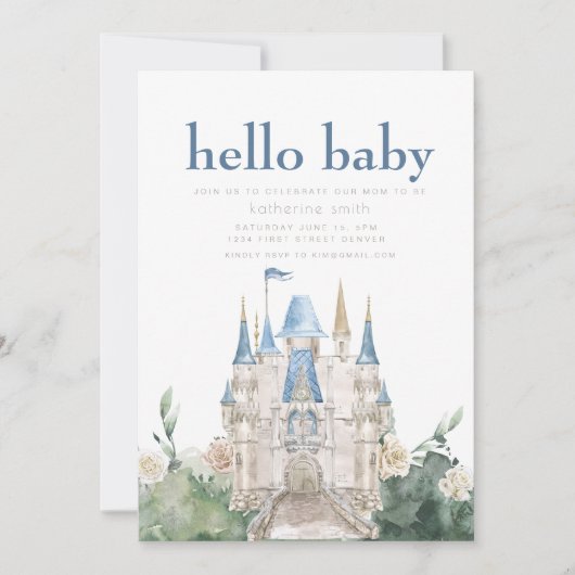 Fairytale Castle Fantasy Baby Dusche Einladung (Vorderseite)