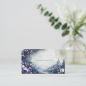 Fairytale Castle Purple Floral Gold Compass Visitenkarte (Stehend Vorderseite)