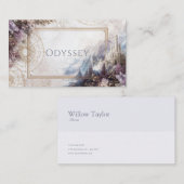 Fairytale Castle Purple Floral Gold Compass Visitenkarte (Vorne/Hinten)