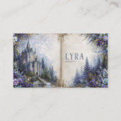 Fairytale Castle Purple Floral Open Storybook Visitenkarte (Vorderseite)
