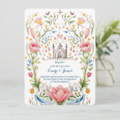 Fairytale Chapel Pastel Watercolor Floral Wedding Einladung (Stehend Vorderseite)