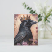 Fairytale Crow in rosa Kronen Postkarte (Stehend Vorderseite)