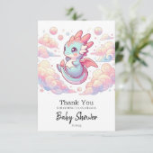 Fairytale Dragon Baby Dusche Dankeskarte (Stehend Vorderseite)