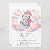 Fairytale Dragon Baby Dusche Einladung (Vorne/Hinten)