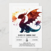 Fairytale Dragon Birthday Digital Einladung (Vorne/Hinten)