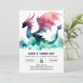 Fairytale Dragon Birthday Printable Einladung (Stehend Vorderseite)