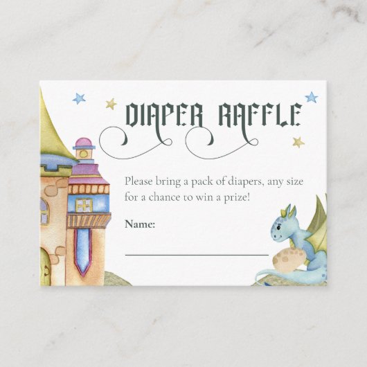 Fairytale Dragon Diaper Raffle Baby Dusche Begleitkarte (Vorderseite)