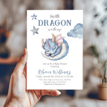 Fairytale Dreamy Blue Boy Dragon Baby Dusche