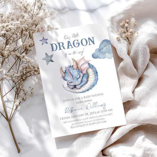 Fairytale Dreamy Dragon Baby Dusche Einladung
