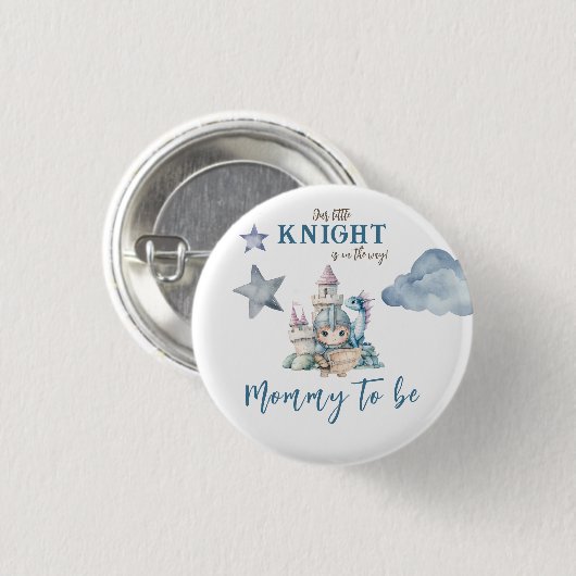 Fairytale Dreamy Dragon Blue Knight Baby Dusche Button (Vorne & Hinten)