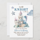 Fairytale Dreamy Dragon Blue Knight Baby Dusche Einladung (Vorderseite)