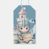 Fairytale Dreamy Dragon Blue Knight Baby Dusche Geschenkanhänger (Rückseite)