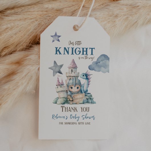 Fairytale Dreamy Dragon Blue Knight Baby Dusche Geschenkanhänger