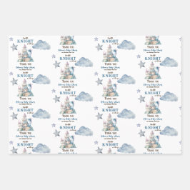 Fairytale Dreamy Dragon Blue Knight Baby Dusche Geschenkpapier Set