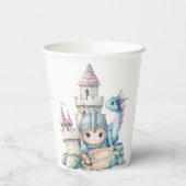 Fairytale Dreamy Dragon Blue Knight Baby Dusche Pappbecher (Rückseite)