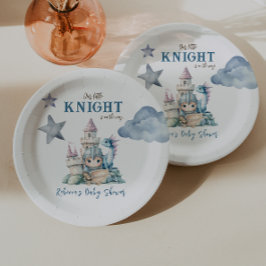 Fairytale Dreamy Dragon Blue Knight Baby Dusche Pappteller