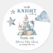 Fairytale Dreamy Dragon Blue Knight Baby Dusche Runder Aufkleber (Vorderseite)