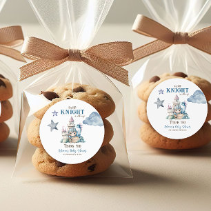 Fairytale Dreamy Dragon Blue Knight Baby Dusche Runder Aufkleber