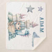 Fairytale Dreamy Dragon Blue Knight Baby Dusche Sherpadecke (Vorderseite)