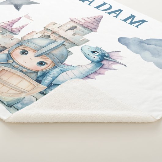 Fairytale Dreamy Dragon Blue Knight Baby Dusche Sherpadecke (3/4)