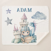 Fairytale Dreamy Dragon Blue Knight Baby Dusche Sherpadecke (Vorderseite (Horizontal))