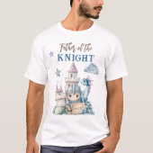 Fairytale Dreamy Dragon Blue Knight Baby Dusche T-Shirt (Vorderseite)