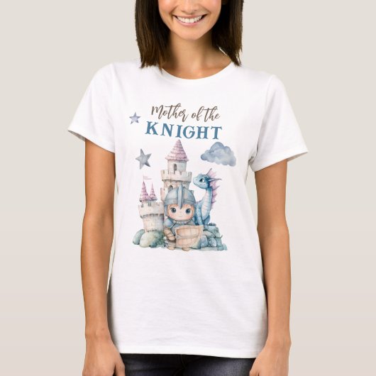 Fairytale Dreamy Dragon Blue Knight Baby Dusche T-Shirt (Vorderseite)