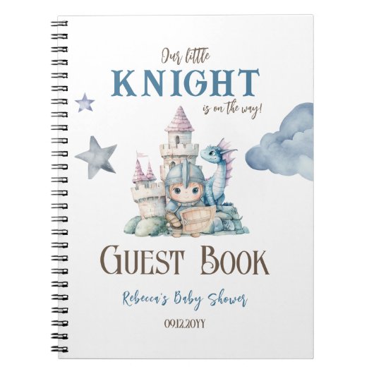 Fairytale Dreamy Dragon Knight Baby Shooter Guest Notizblock (Vorderseite)