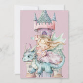 Fairytale Dreamy Dragon Pink Princess Baby Dusche Einladung (Rückseite)