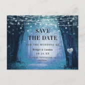 Fairytale Enchanted Forest Blue Save The Date Ankündigungspostkarte (Vorderseite)