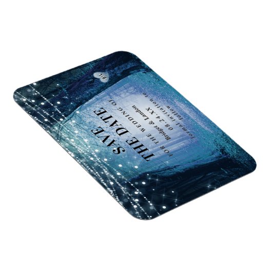 Fairytale Enchanted Forest Blue Save The Date Magnet (Rechte Seite)