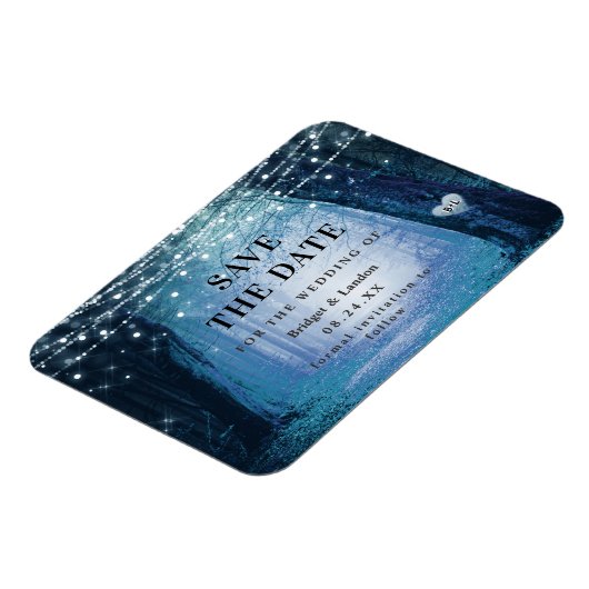 Fairytale Enchanted Forest Blue Save The Date Magnet (Linke Seite)