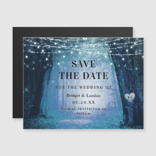 Fairytale Enchanted Forest Blue Save The Date Magneteinladung