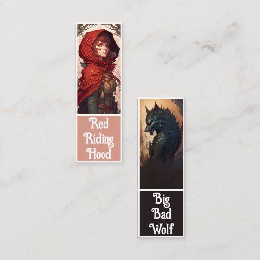 Fairytale Fantasy Red Riding Hood & Wolf Lesezeich Mini Visitenkarte (Vorne/Hinten)