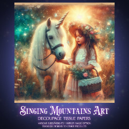 Fairytale Fantasy Unicorn With Girl Decoupage Seidenpapier