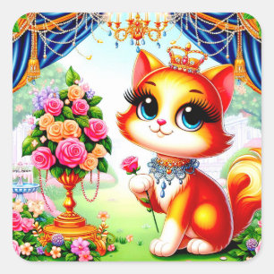 Fairytale Feline Quadratischer Aufkleber