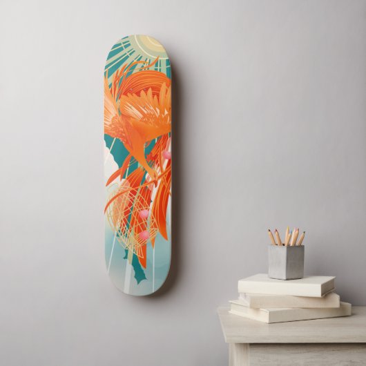 Fairytale Firebird Golden Cage Illustration Skateboard (Wandkunst)