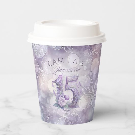 Fairytale Floral 15 Quinceanera ID1030 Pappbecher (Vorderseite)