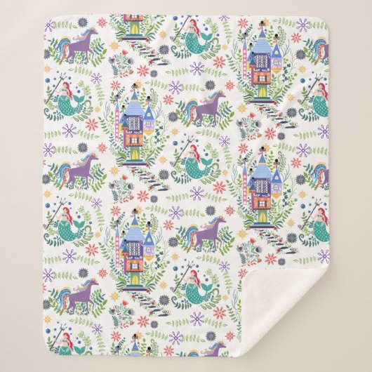 Fairytale Folk Art Throw Sherpa Blanket Sherpadecke (Vorderseite)