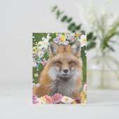 Fairytale Fox im Bereich der Blume Postkarte (Stehend Vorderseite)