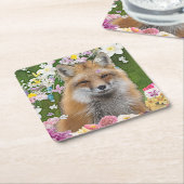 Fairytale Fox im Bereich der Blume Rechteckiger Pappuntersetzer (angewinkelt)