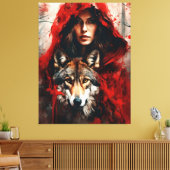 Fairytale Frau und ein Wolf Leinwanddruck (Insitu (Wohnzimmer))
